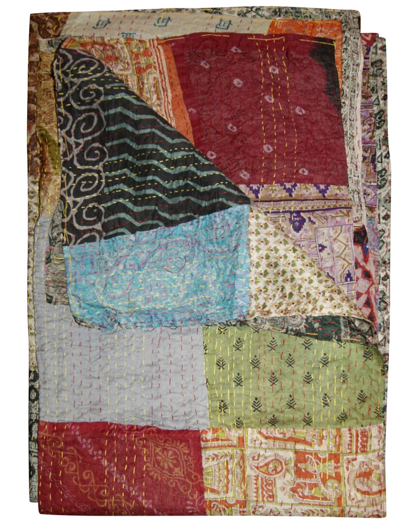 Taj Hotel Natural Group Kantha Silk Throw In Red