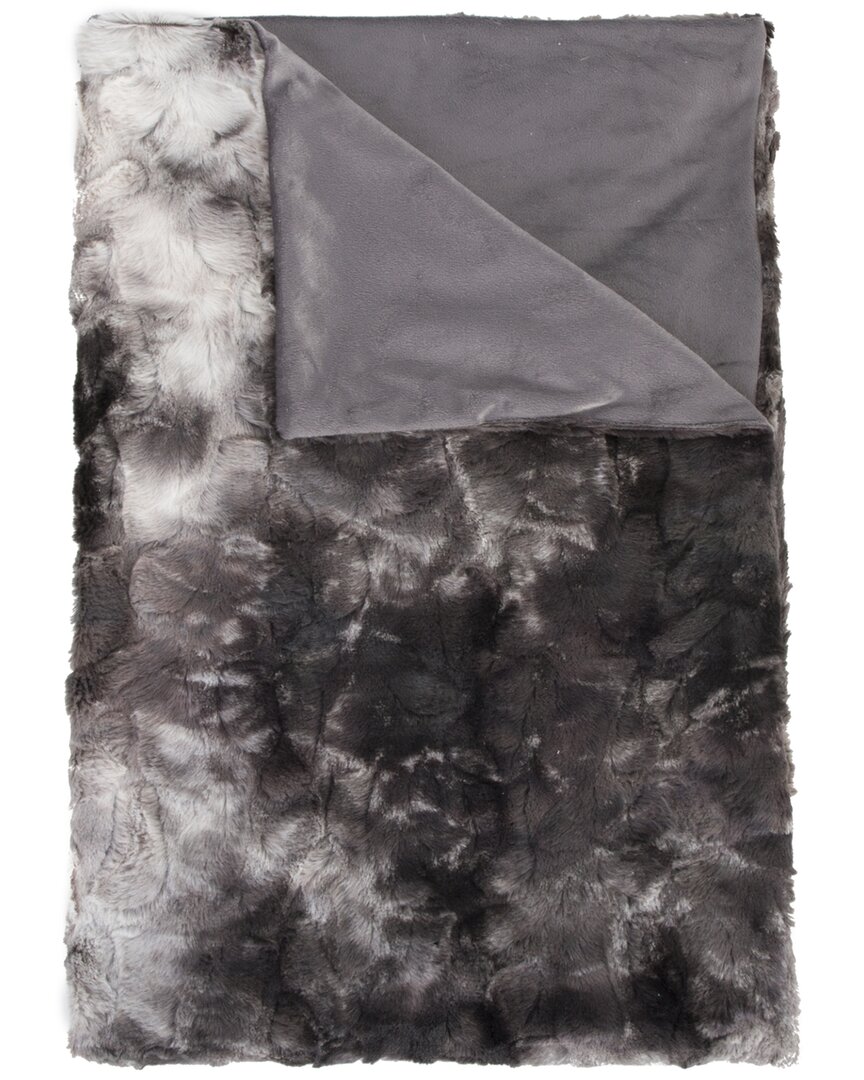 Luxe Faux Fur Natural Group Faux Fur Throw In Naples Charcoal Grey