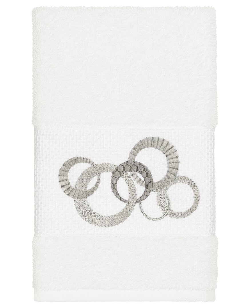 Linum Home Textiles Turkish Cotton Annabelle Embellished Hand Towel In White