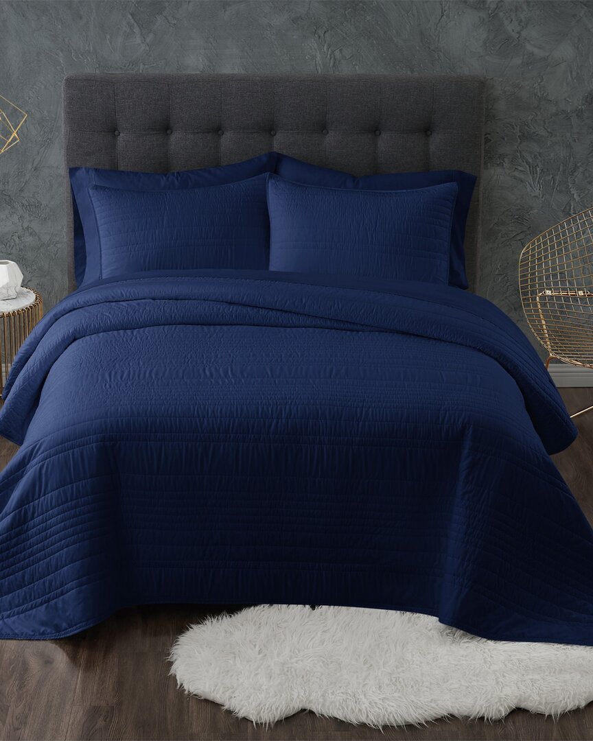 Truly Calm Antimicrobial Navy 3pc Quilt Set