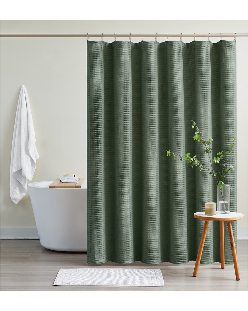 Cannon Heritage Cotton Waffle Shower Curtain In Green