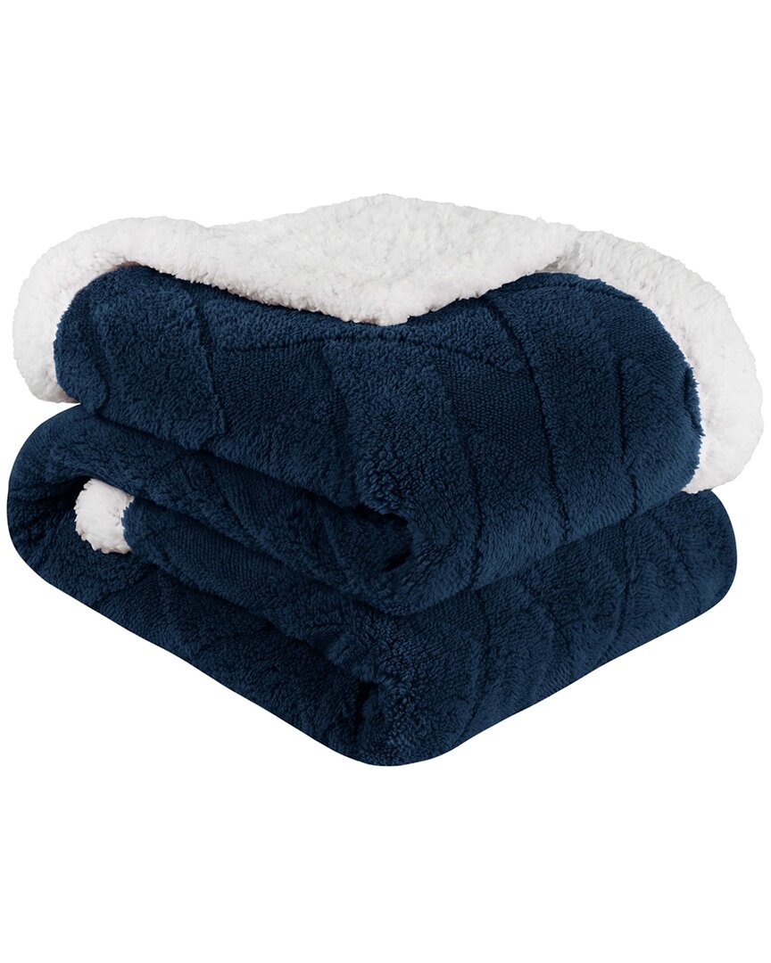 Superior Reversible Jacquard Lattice Fleece Plush Sherpa Blanket