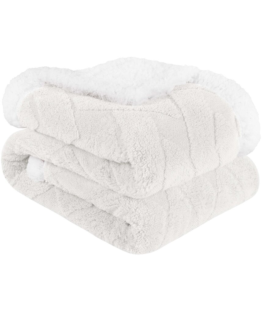 SUPERIOR SUPERIOR REVERSIBLE JACQUARD LATTICE FLEECE PLUSH SHERPA THROW