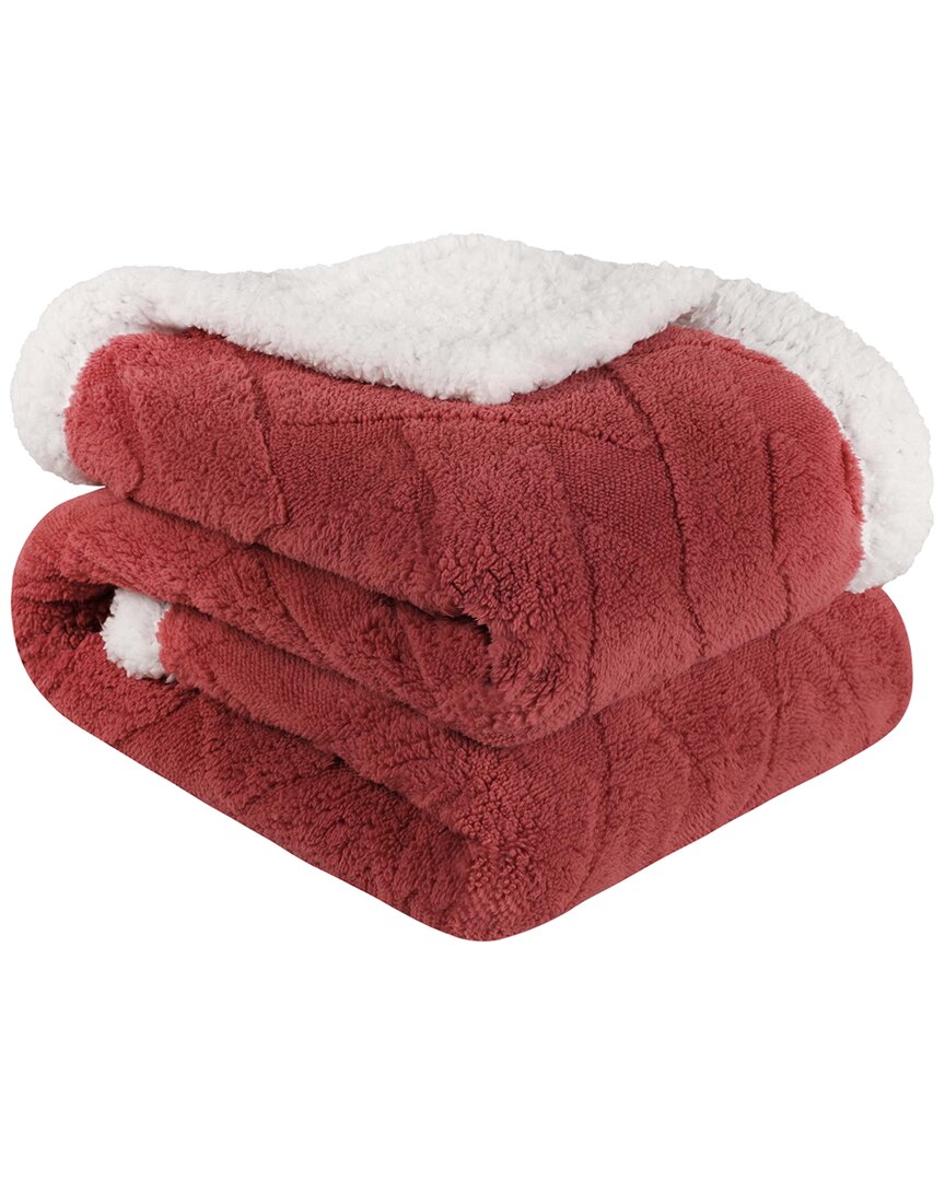 Superior Reversible Jacquard Lattice Fleece Plush Sherpa Throw
