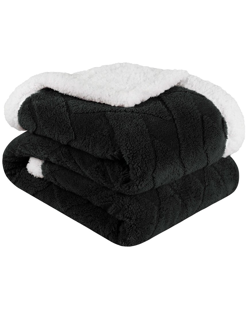 Superior Reversible Jacquard Lattice Fleece Plush Sherpa Throw