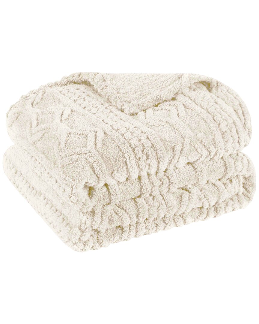 Superior Boho Knit Jacquard Fleece Plush Fluffy Throw