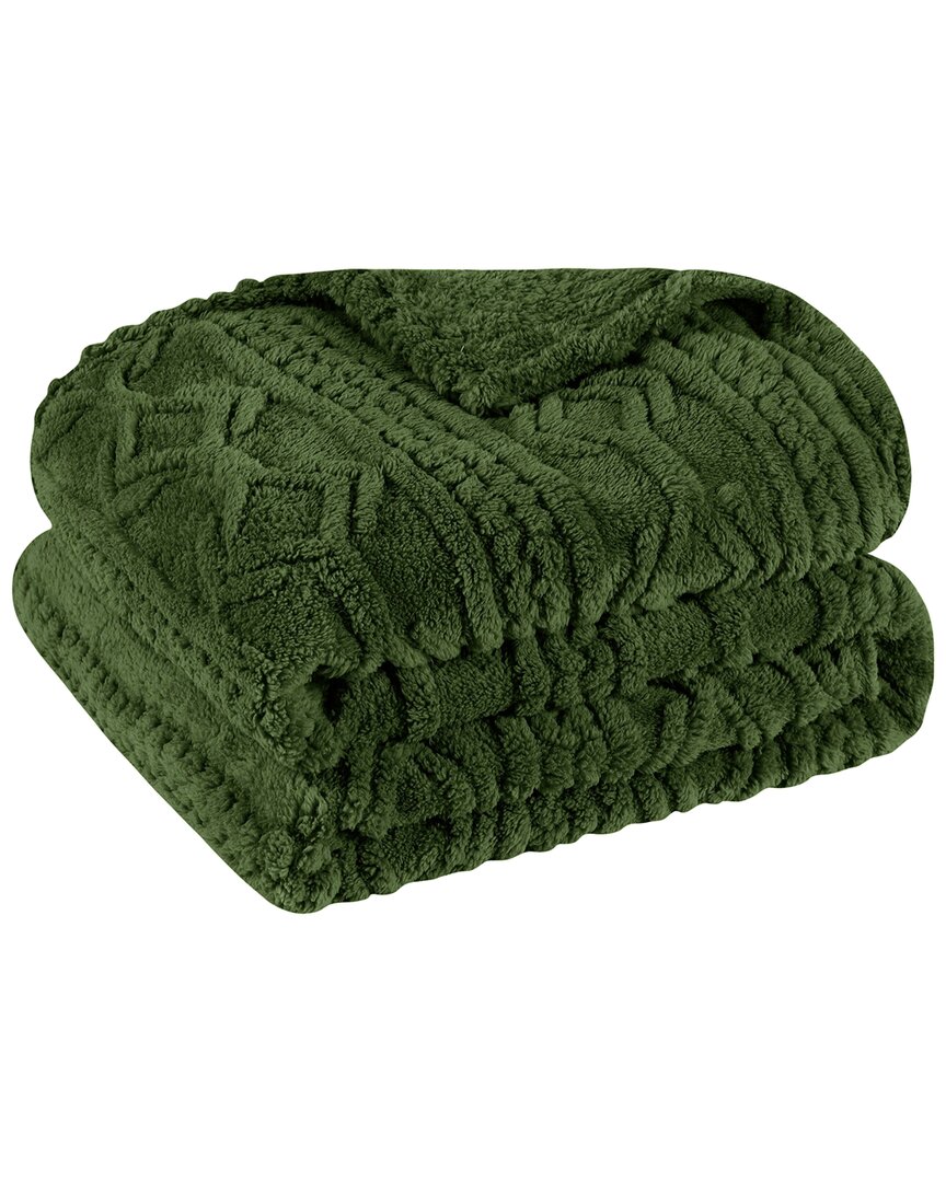 Superior Boho Knit Jacquard Fleece Plush Fluffy Throw