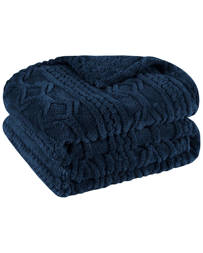 Superior Boho Knit Jacquard Fleece Plush Fluffy Throw