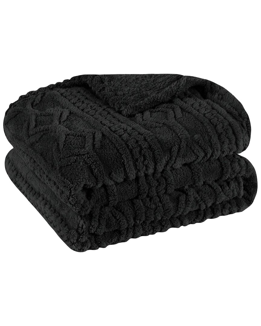 Superior Boho Knit Jacquard Fleece Plush Fluffy Throw