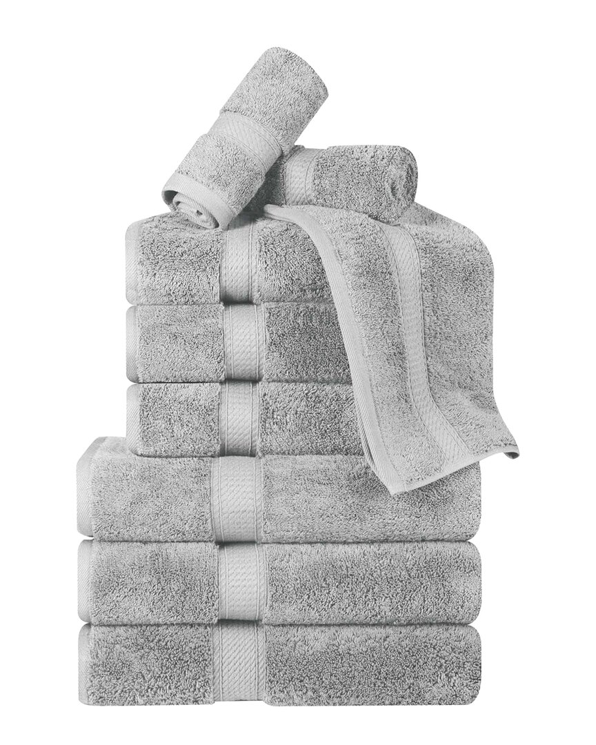 Superior Egyptian Cotton 9pc Plush Heavyweight Absorbent Luxury Soft Towel Set In Gray