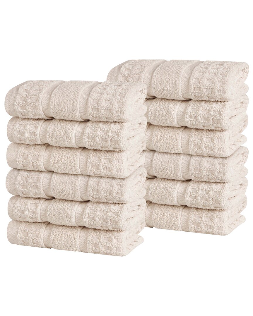 Superior Set Of 12 Zero Twist Cotton Waffle Honeycomb Plush Soft Absorbent Washcloths