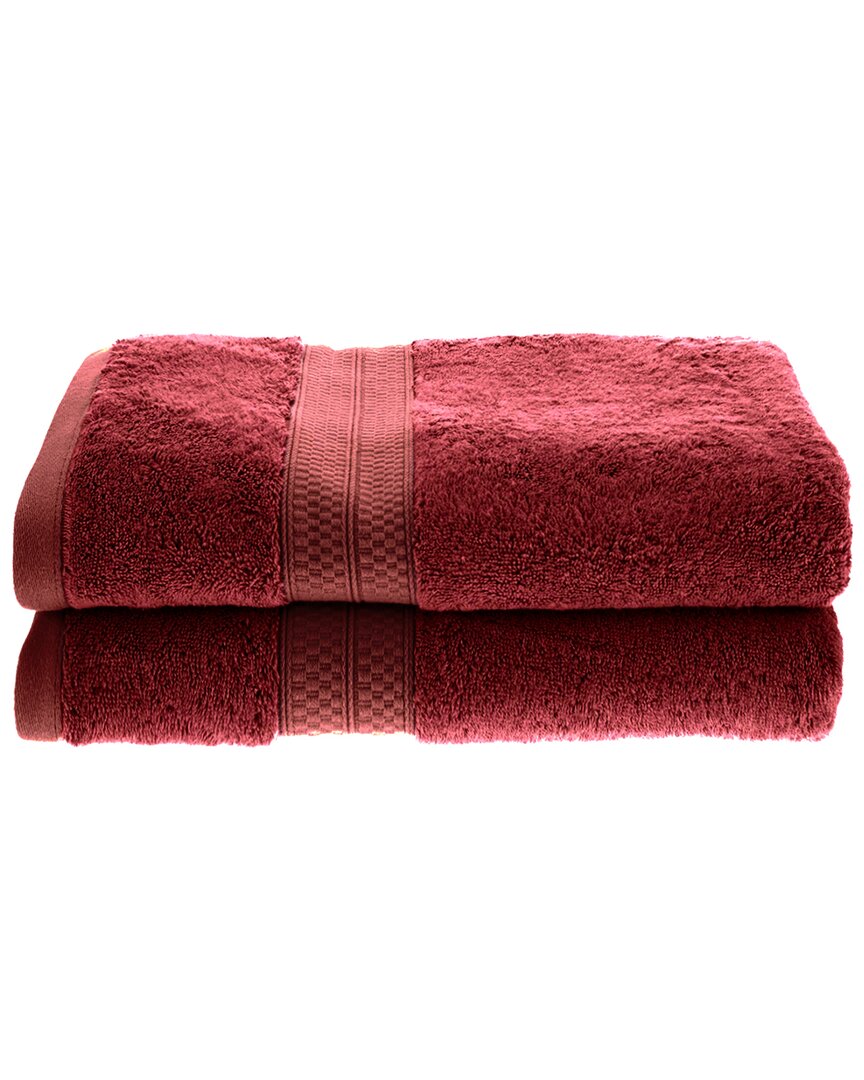 Superior Rayon From Bamboo Blend Solid 2pc Bath Towel Set In Red