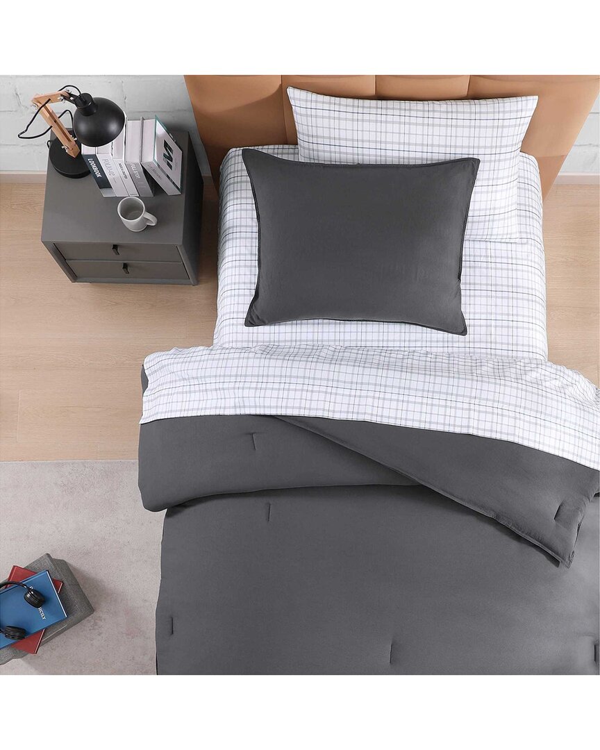 Tommy Hilfiger Th Solid Microfiber Comforter Bonus Set In Gray