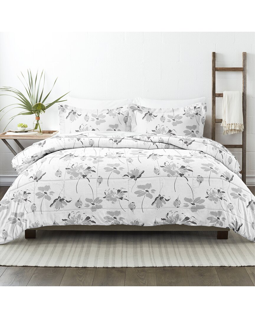 Home Collection Down Alt Magnolia Grey Patterned Comforter Set