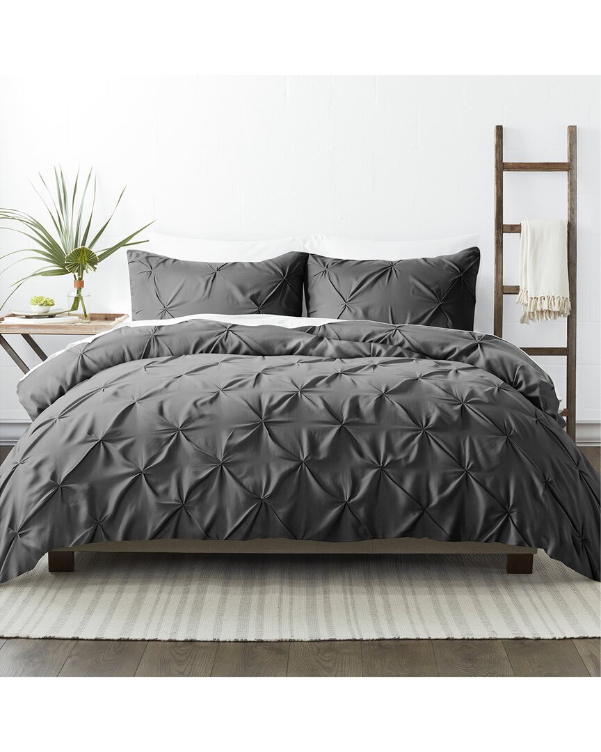 Home Collection Ultra Soft 3pc Pinch Pleat Grey Duvet Set