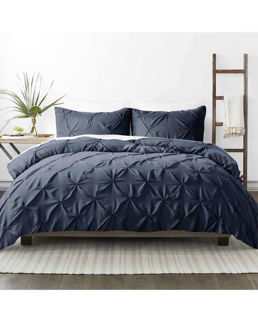 Home Collection Ultra Soft 3pc Pinch Pleat Navy Duvet Set
