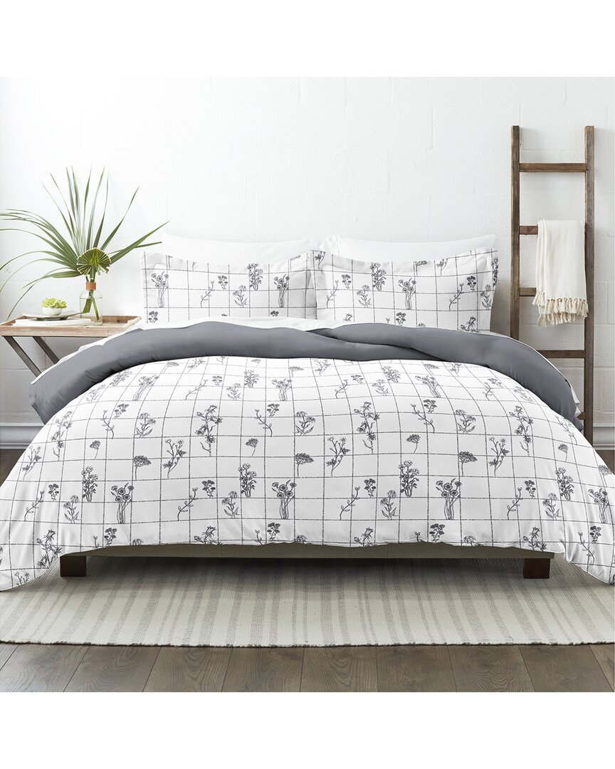 Home Collection Ultra Soft Flower Field 3pc Reversible Duvet Set In Grey