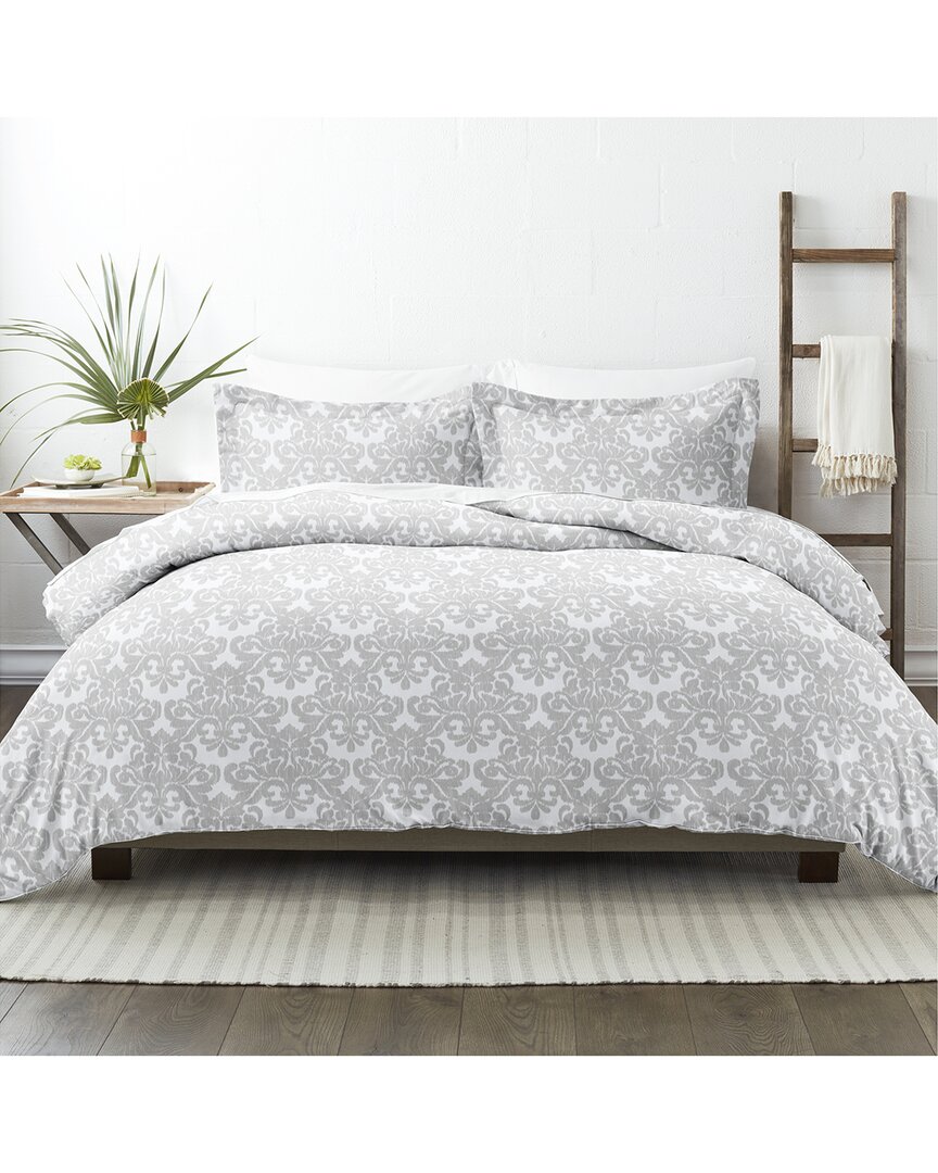 Home Collection Ultra Soft Soft Damask 3pc Duvet Set In Grey