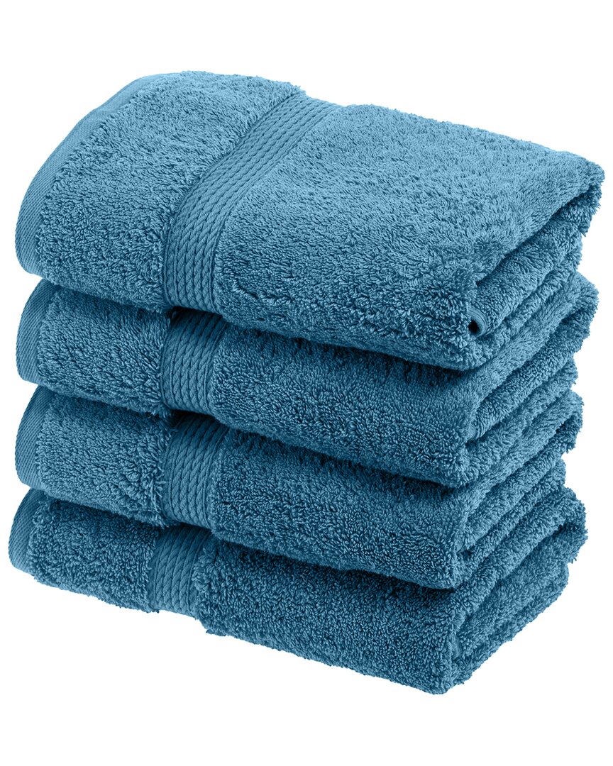 Superior Highly Absorbent 4pc Ultra Plush Hand Towel Set In Blue