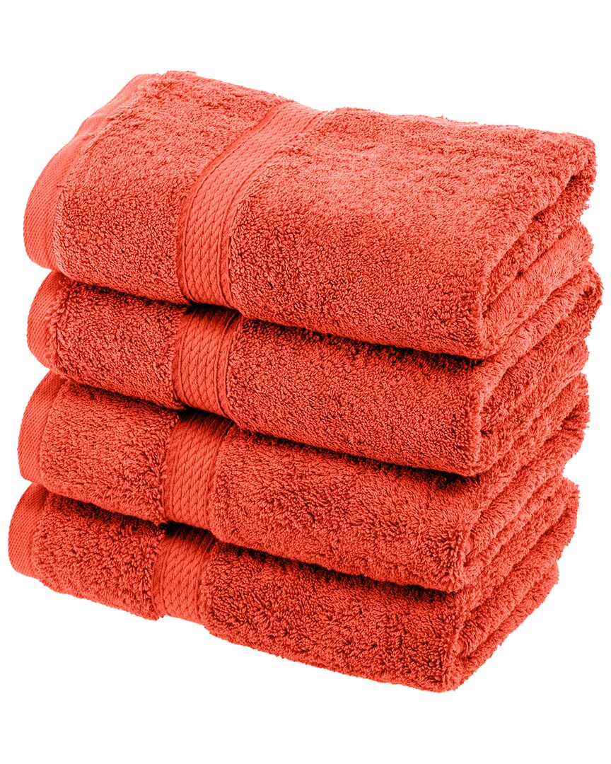 Superior Highly Absorbent 4pc Ultra Plush Hand Towel Set In Coral