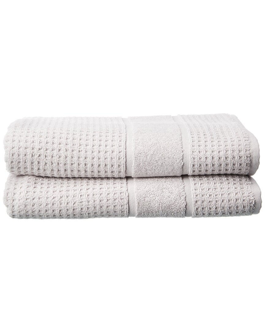Shop Apollo Towels Turkish Waffle Terry Set Of 2 Bath Towels In Silver