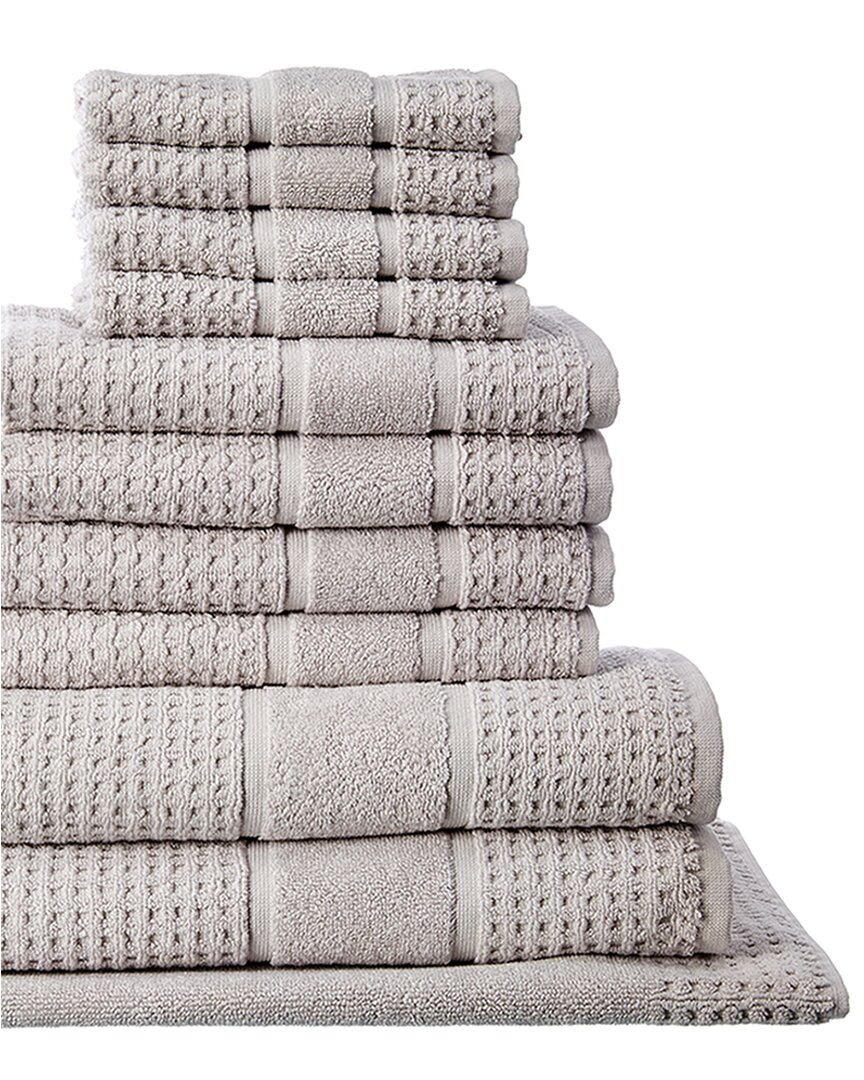 Shop Apollo Towels Turkish Waffle Terry 11pc Towel Set In Silver
