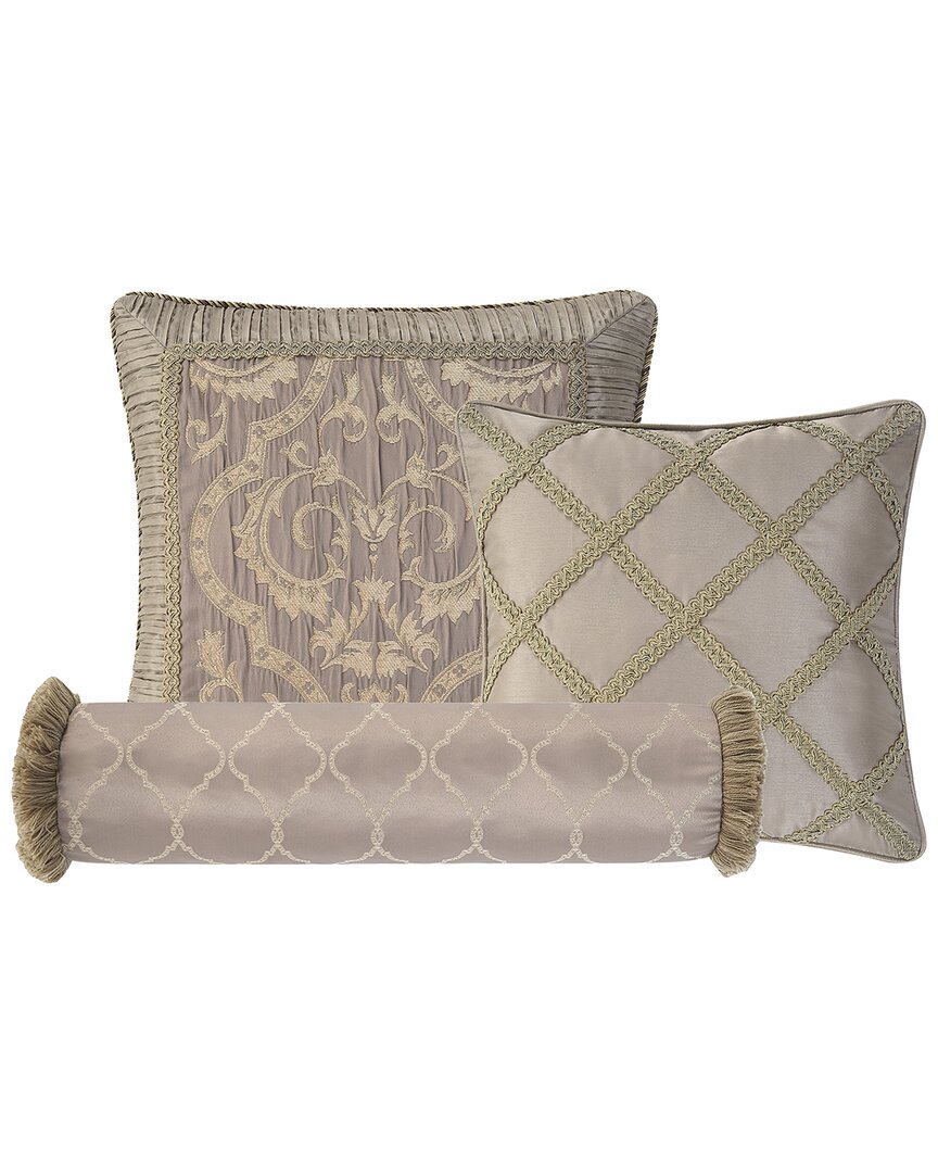Waterford Set Of 3 Hazeldene Decorative Pillows In Taupe