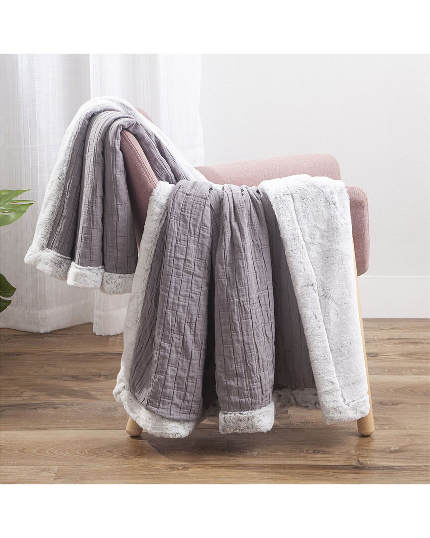 Allied Home Classic Cotton Matelasse & Fuzzy Reversible Throw & Decorative Pillow Set