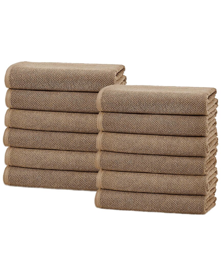 Linery & Co Luxury Cotton Textured Bath Towel In Brown