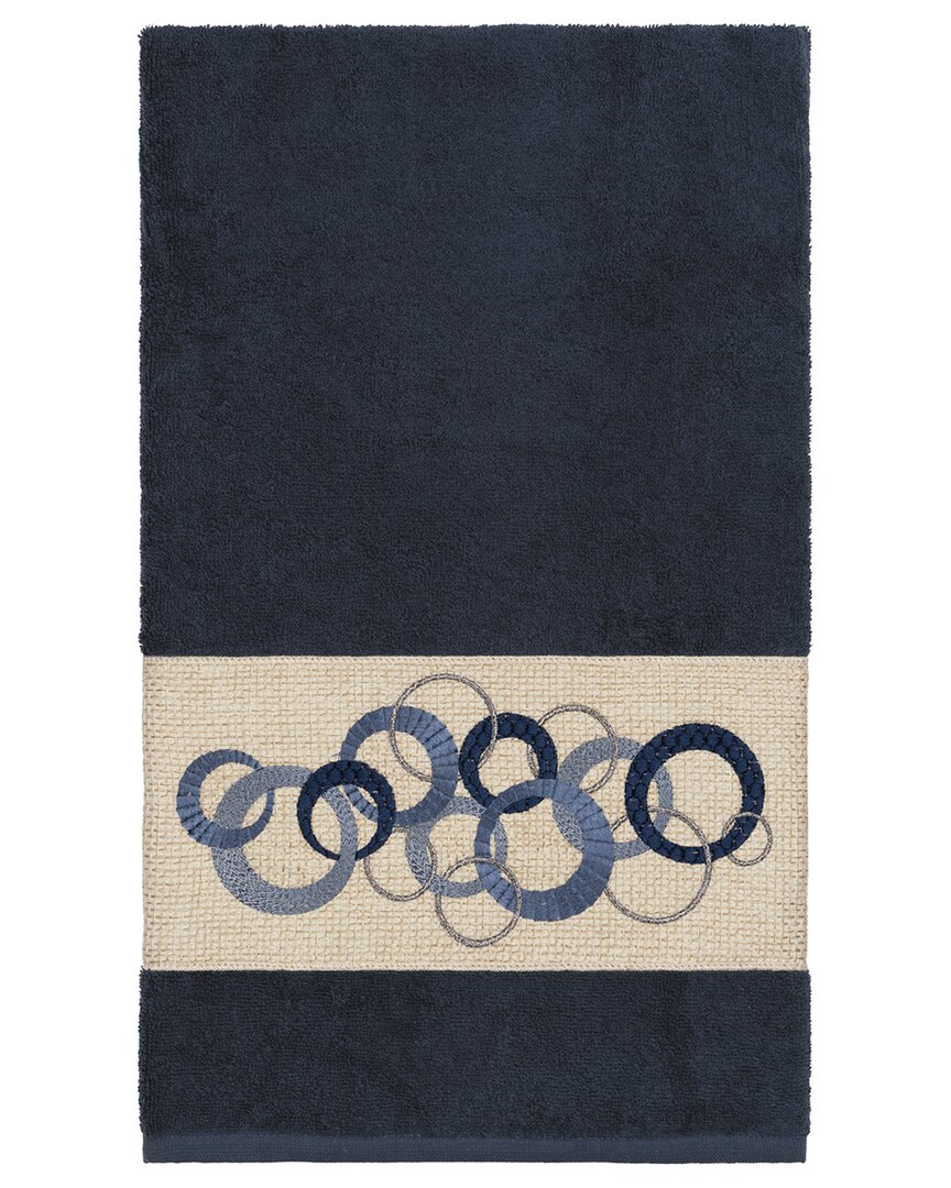 Linum Home Textiles Turkish Cotton Annabelle Embellished Bath Towel In Blue