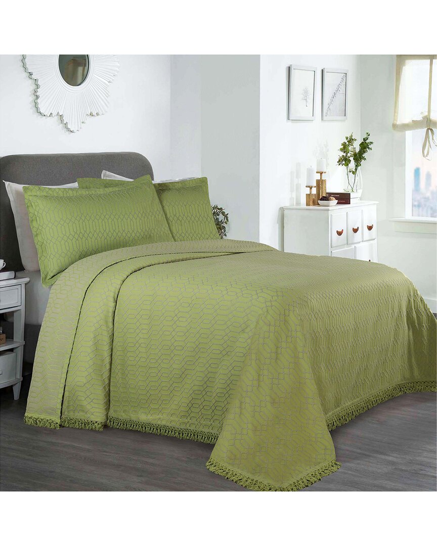 Superior Remi Jacquard Geometric Fringe Bedspread Set