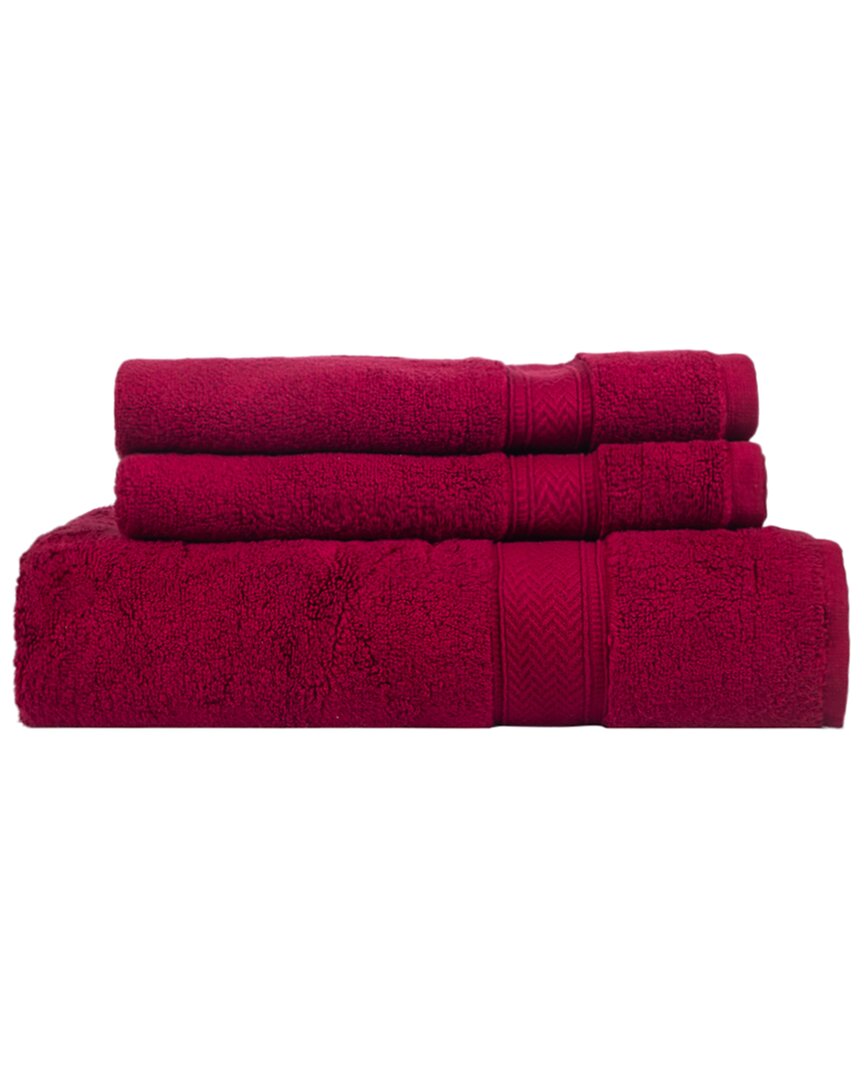 Ninetysix Zero Twist 3pc Towel Set In Burgundy
