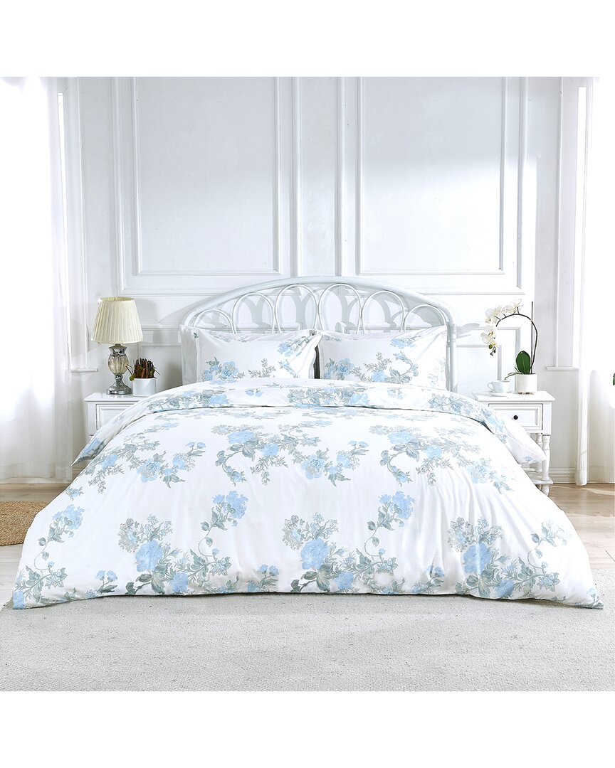 Melange Home 200 Thread Count Cotton Percale Jardin De Rose Duvet Set