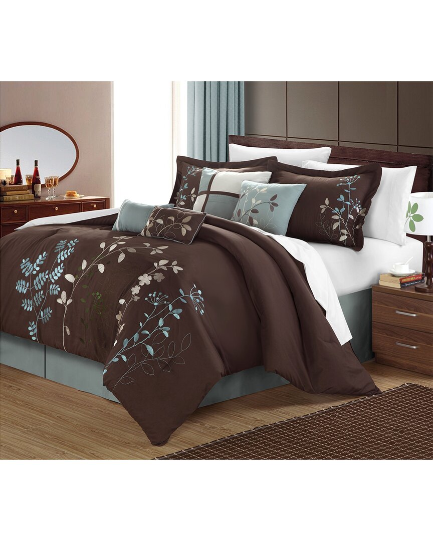 Shop Chic Home Design Brooke 12pc Comforter Set In Brown