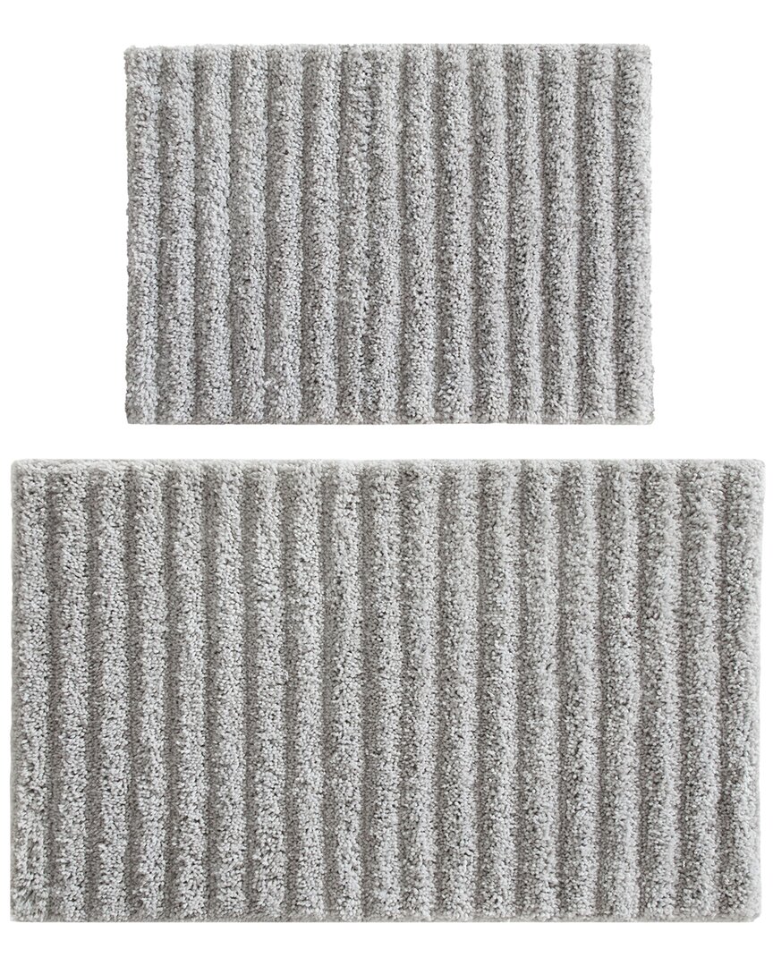 Chic Home Design Set Of 2 Tyrion Luxury Tufted Non-slip Bath Rugs In Gray