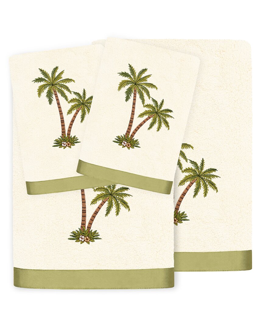 Linum Home Textiles Palmera 4pc Embellished Turkish Cotton Towel Set