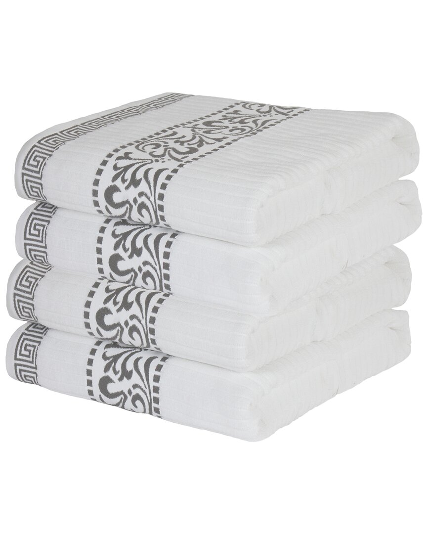 Superior Athens Decorative 4pc Bath Towel Set In Grey