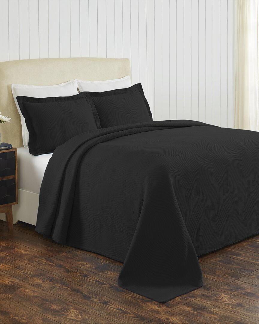 Superior Cascade Jacquard Matelasse 3pc Bedspread Set In Black