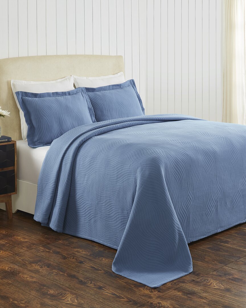Superior Cascade Jacquard Matelasse 3pc Bedspread Set In Blue