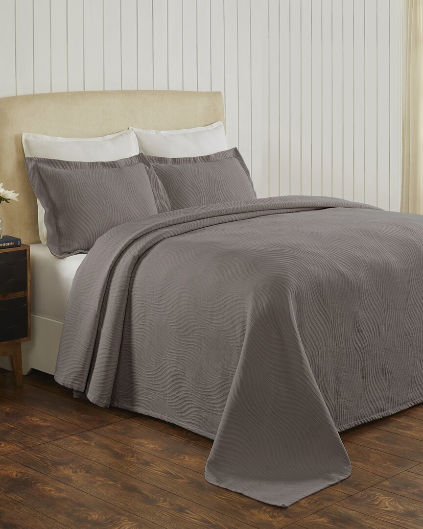 Superior Cascade Jacquard Matelasse 3pc Bedspread Set In Grey