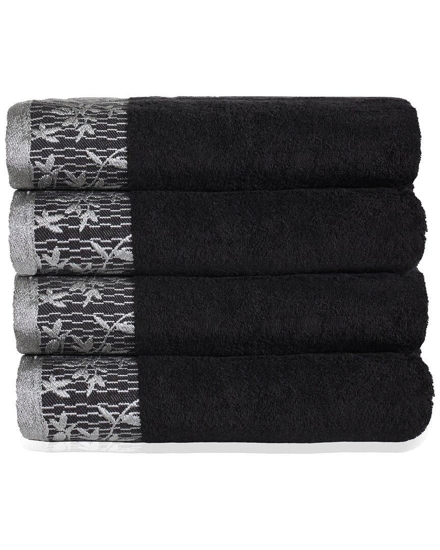 Superior Wisteria 4pc Super Absorbent Towel Set In Black