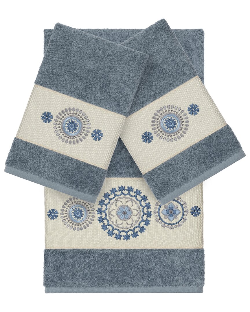 Linum Home Textiles Isabelle Turkish Cotton 3pc Embellished Towel Set