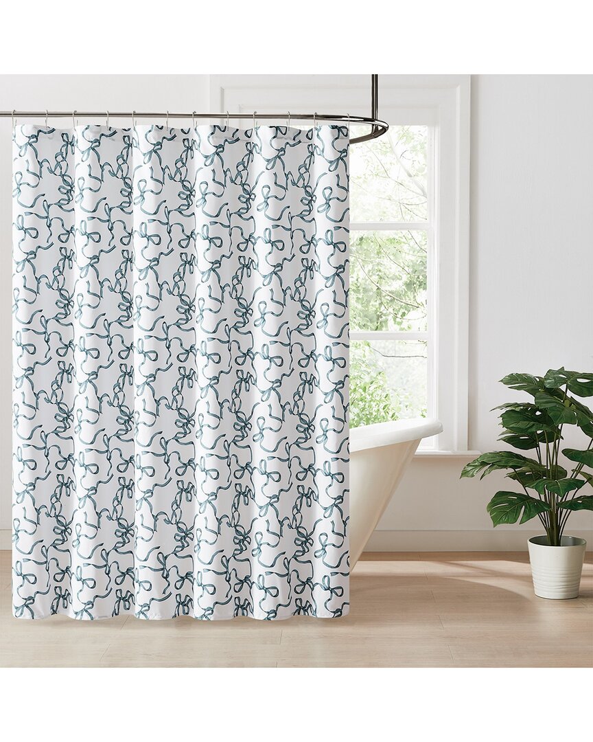 Truly Soft Printed Bow Shower Curtain In Blue
