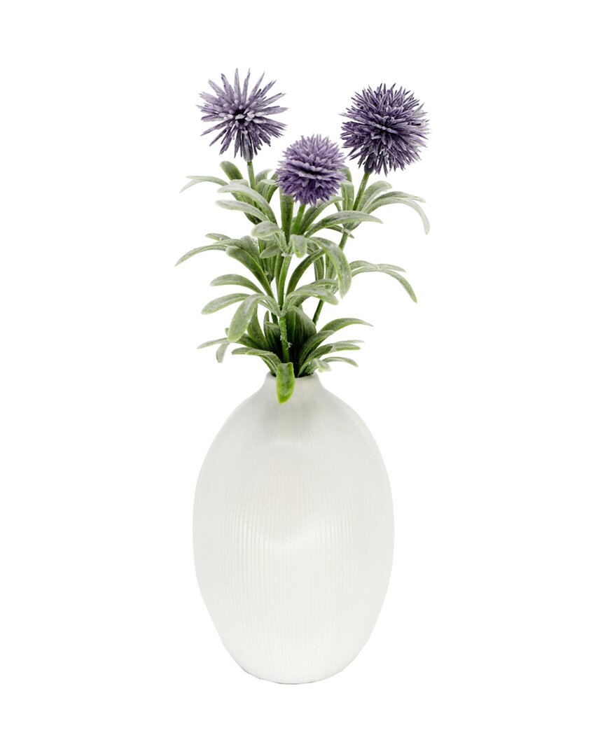 Flora Bunda 11in Pom Pom In Ceramic Vase In Purple