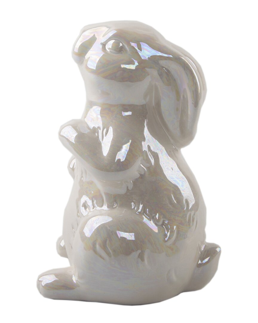 Flora Bunda 7.25in Pearl Ceramic Bunny In Pearl