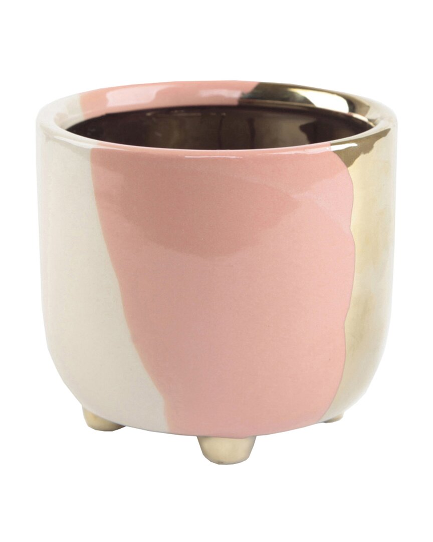 Flora Bunda 4.8in 3-toned Footed Ceramic Planter In Blush