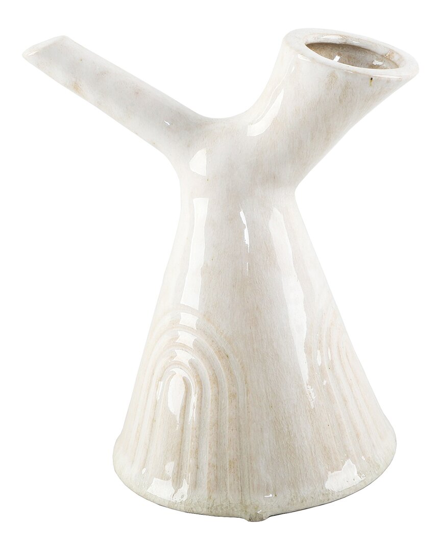 Flora Bunda 7in Y-shaped Ceramic Watering Can In Ivory