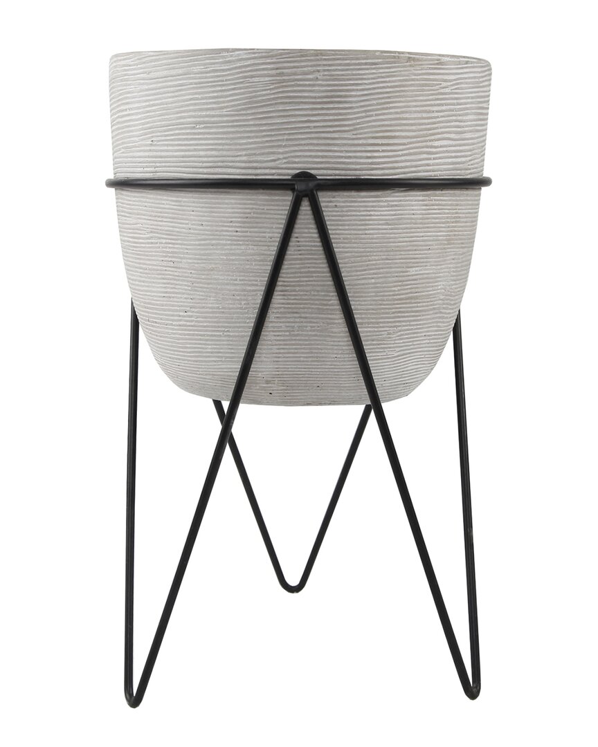 Flora Bunda 12.5in Grey Cement Planter On Stand In Gray