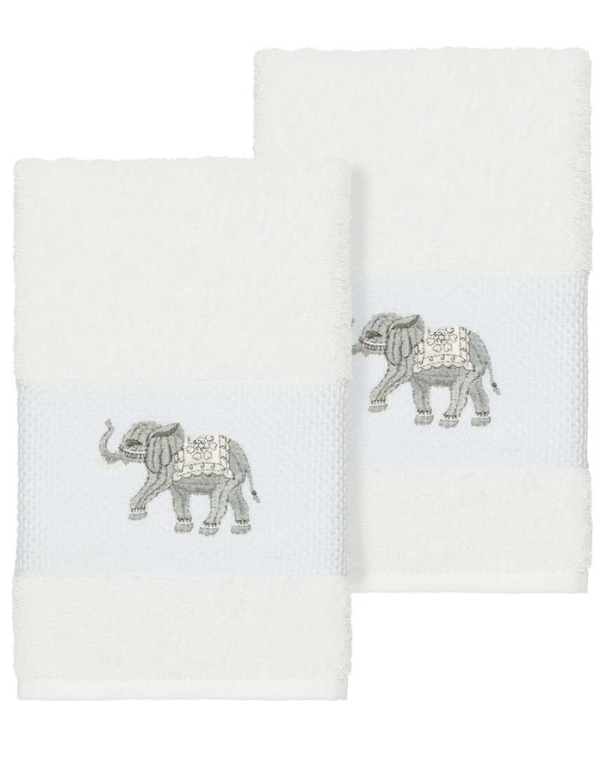 Linum Home Textiles Quinn Turkish Cotton 2pc Embellished Hand Towel Set