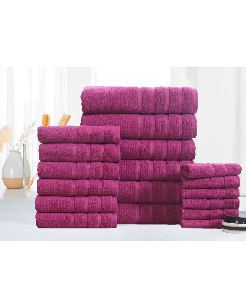Bibb Home 18pc Zero Twist Egyptian Cotton Towel Set In Purple